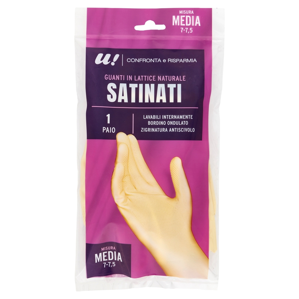 Guanti Satinati in Lattice Naturale 1 Paio Misura Media U! Confronta e Risparmia